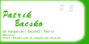 patrik bacsko business card